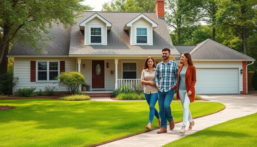 Couple visiting broker's open house with agent, exploring property.
