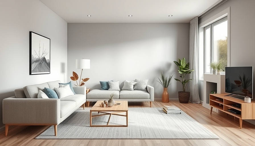 Modern Scandinavian living room design with minimalistic style.