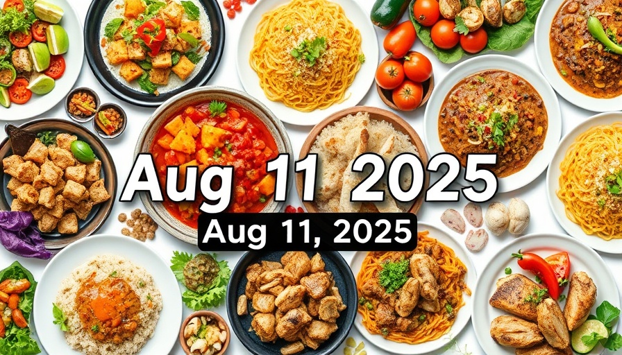 Weekly meal plan collage with diverse dishes for August 11, 2025.