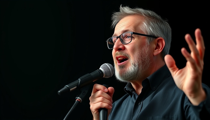 Middle-aged man speaking at event about degree value