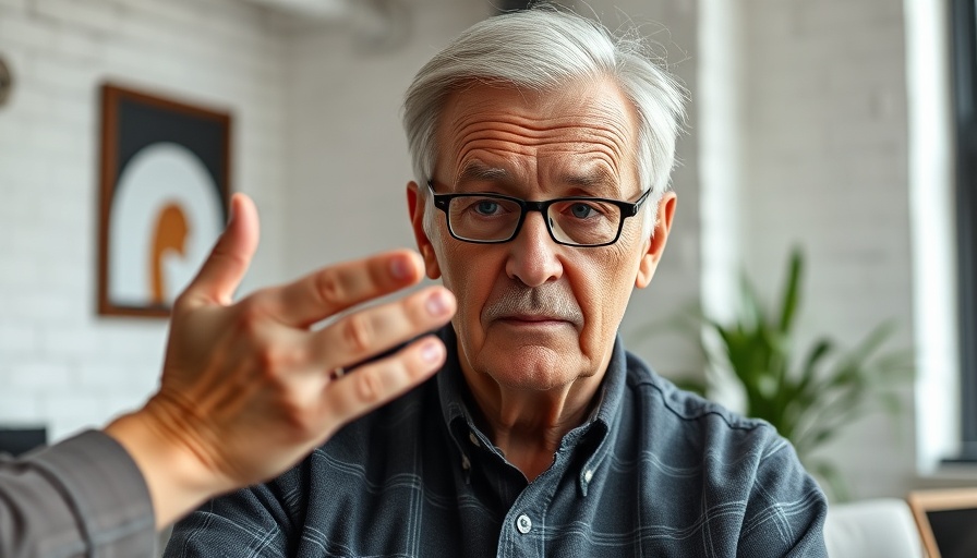 Thoughtful older man receiving support in a modern office