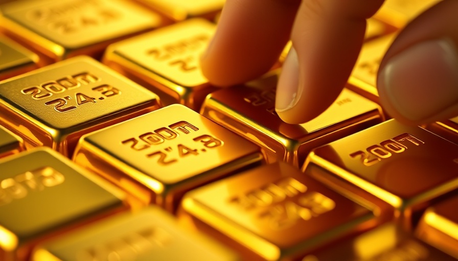 Close-up of gold bars reflecting tariffs impact.