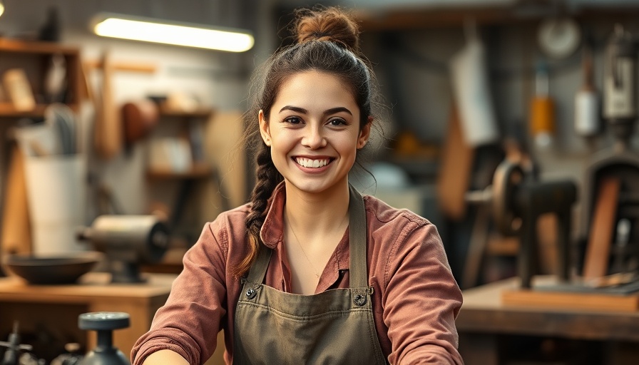 Female artisan smiling in workshop, relating to America's jobs data inaccuracy.