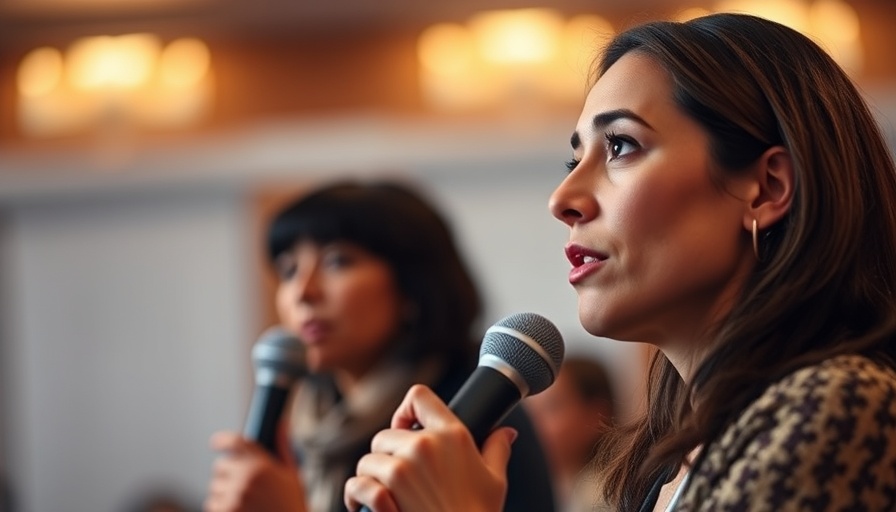 Focused speaker discussing at a conference, symbolizing the return of female founders.