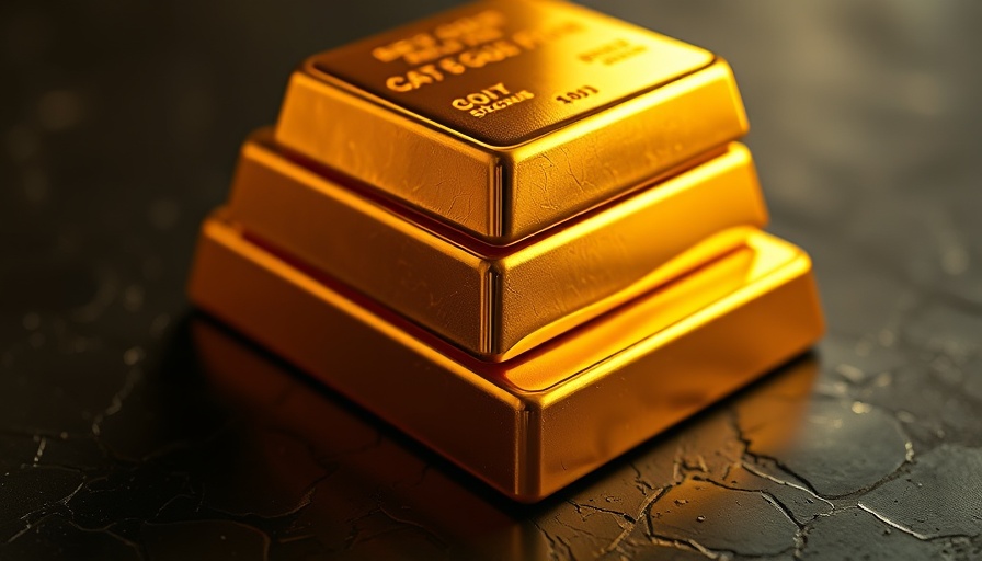 Gold bars reflecting light, suggesting U.S. dollar decline.