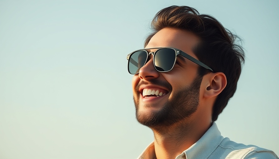 Smiling man with sunglasses enjoying a clear day, related to Meta acquires AI audio startup WaveForms.