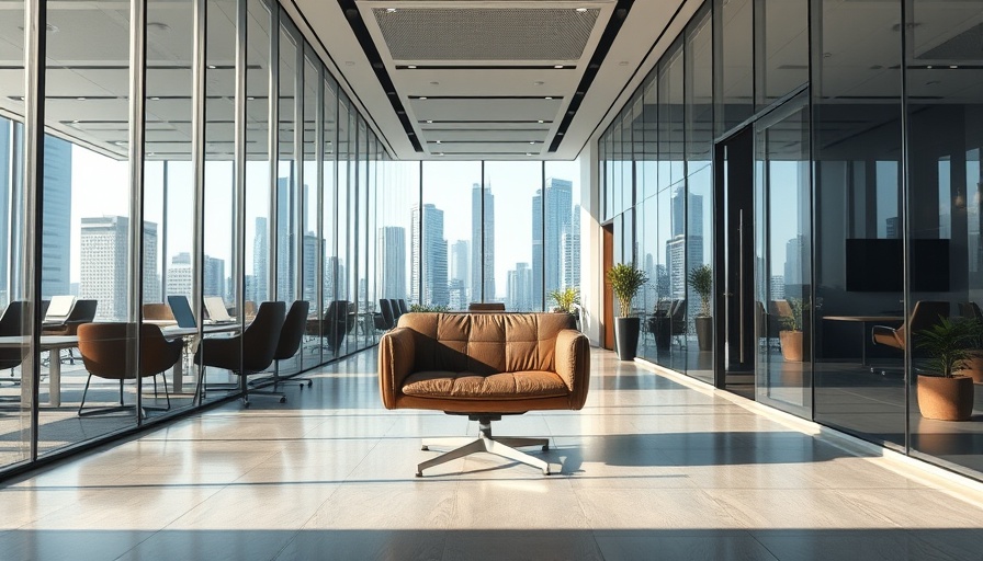 xAI Legal Chief office, empty leather chair, serene city view.