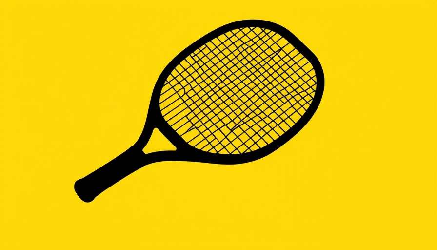 Silhouette of a paddle racket on a yellow background, symbolizing power of play.
