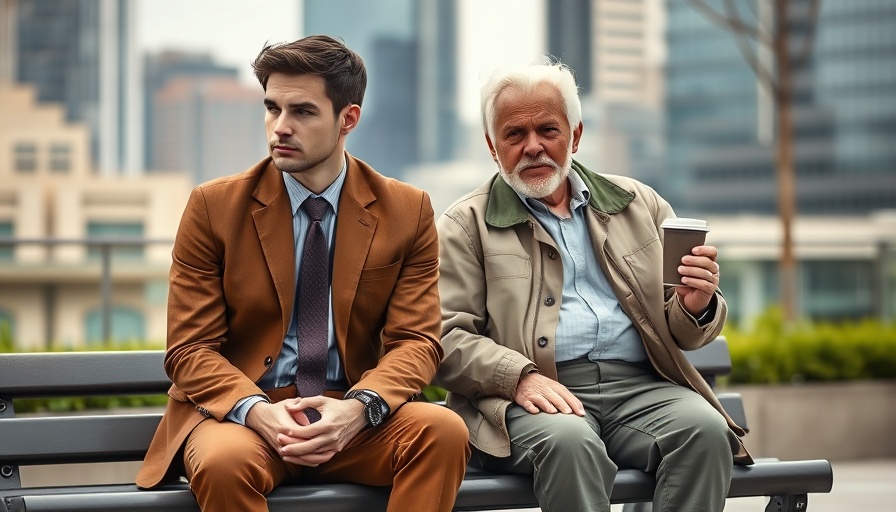 Contrasting economic classes in the U.S. depicted by two men