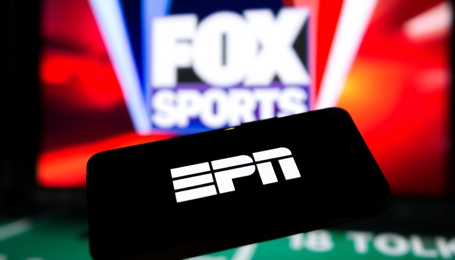 ESPN Fox Sports Streaming Bundle with logos on smartphone and background.