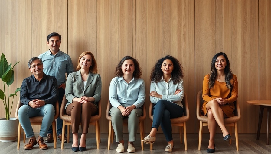 Casual professional group discussing AI talent acquisition strategies.