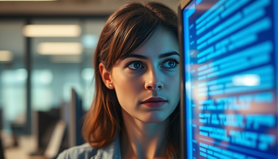 Focused woman with brain implant decoding inner speech on screen.