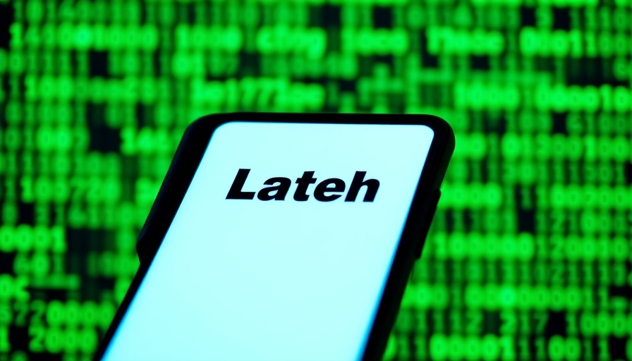 Company logo on phone screen with digital code in background for business startup funding.