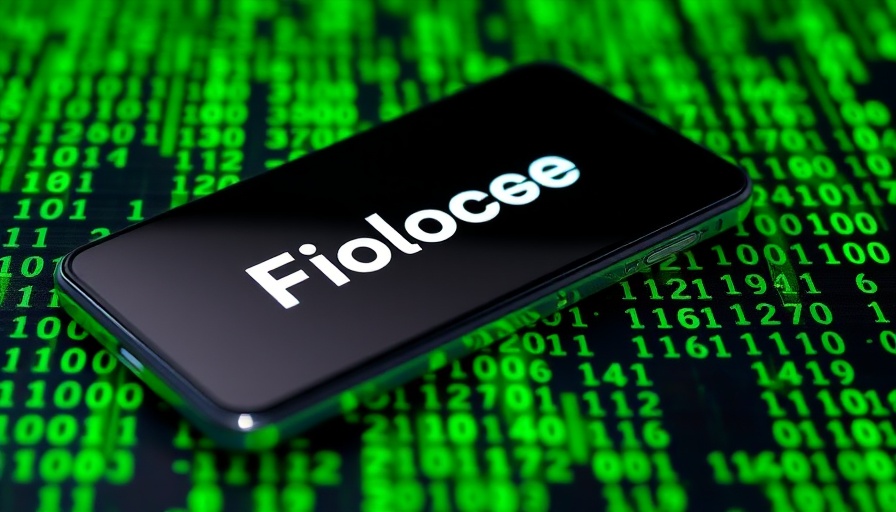 Smartphone with logo on binary code background, business startup funding concept.