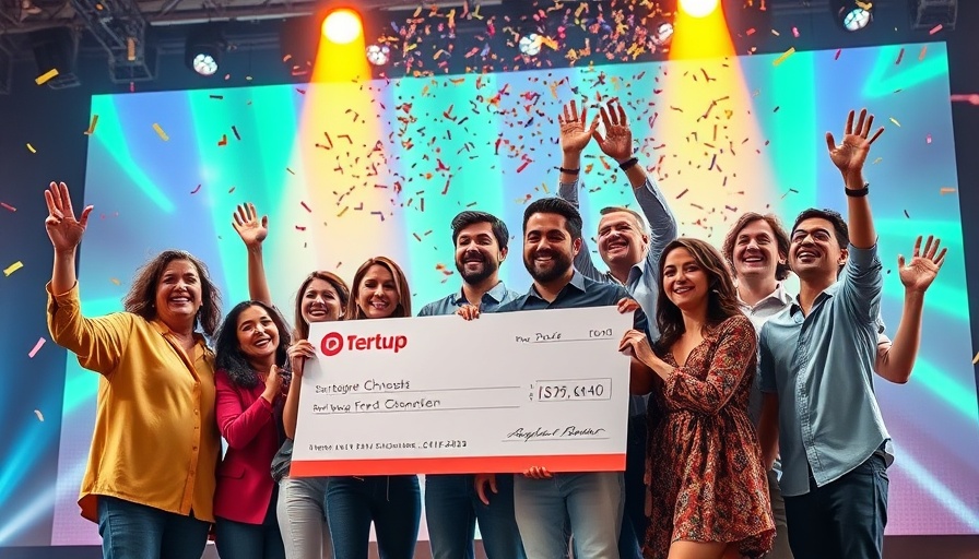 2025 Startup Battlefield 200 winners celebrate on stage with confetti.