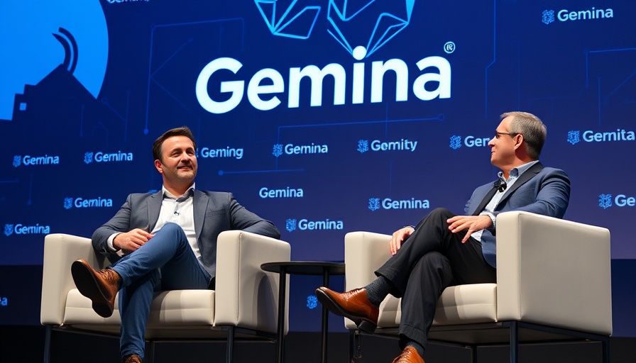 Gemini cryptocurrency IPO news discussed by two men on stage.