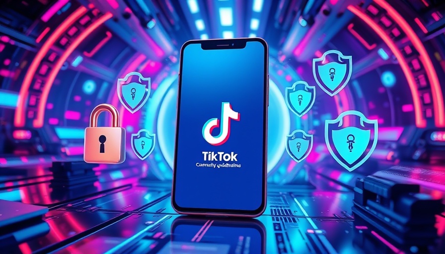 Digital illustration of TikTok app with security icons for community guidelines updates.