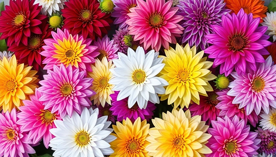 A colorful array of vibrant dahlia flower types.