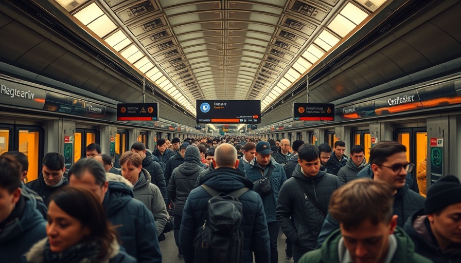 Commuters and guards at metro station, National Guard deployments.