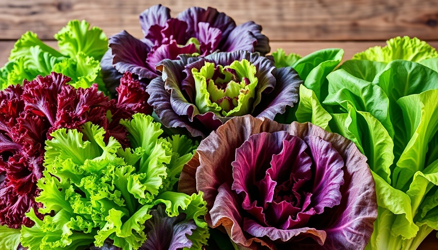 Assorted lettuce varieties on wooden surface.