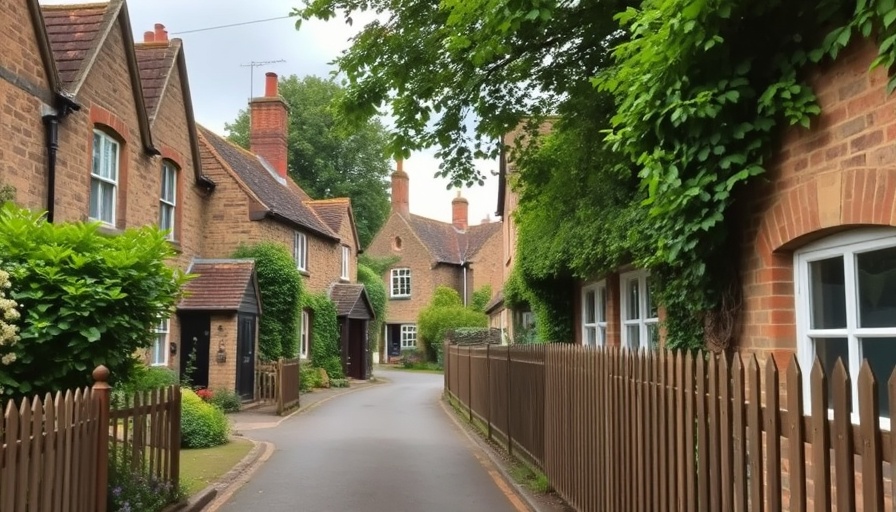 Traditional British village street reflecting wealth tax on property in Britain.