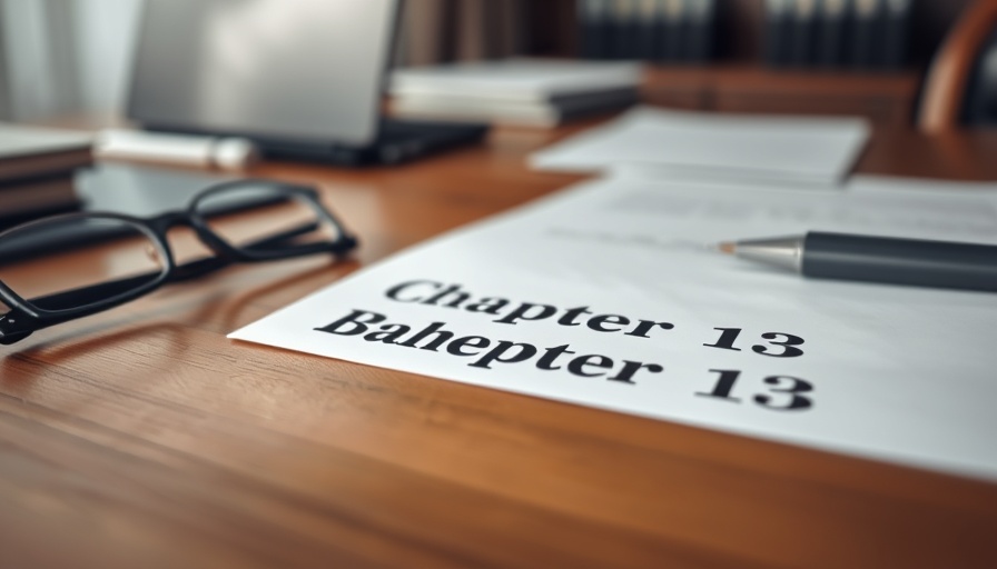 Close-up of bankruptcy documents with glasses and pen.