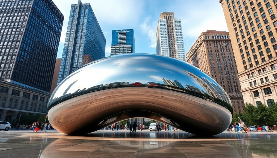 Chicago skyline with Cloud Gate and skyscrapers - homes for sale
