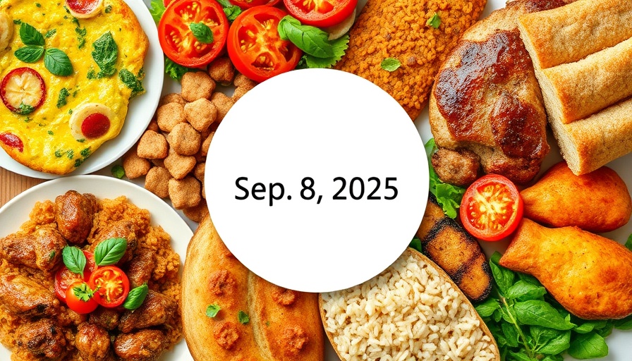 Colorful meal planning collage with diverse dishes for Sep 8, 2025.