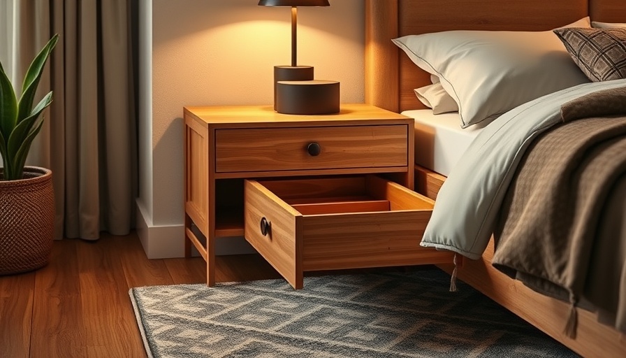 Wooden bedside table with compartments in a cozy room, bedside tables review.