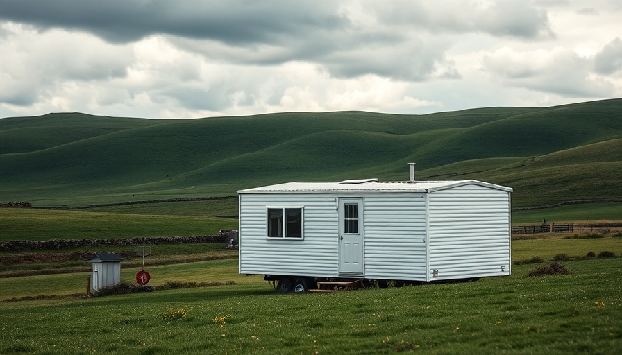 Mobile home selling tips 2025, peaceful setting with a white mobile home.