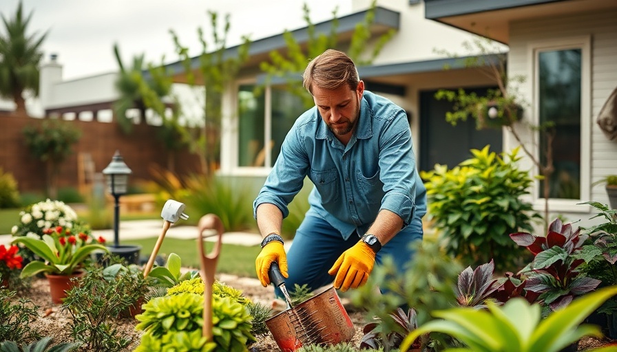 Man transforming outdoor space with clever landscaping extension.
