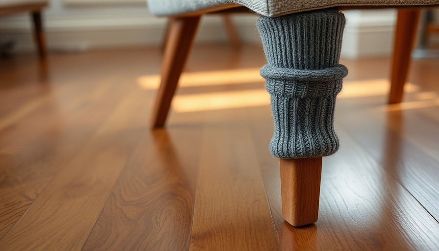 Chair leg with sock to prevent scratches on hardwood floors.