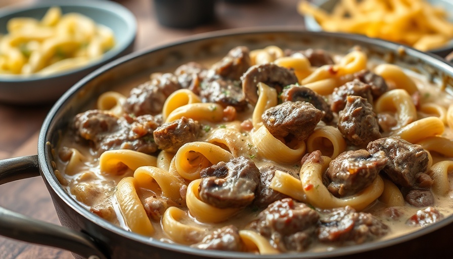 Delicious beef stroganoff, an easy dinner idea, in a pot.