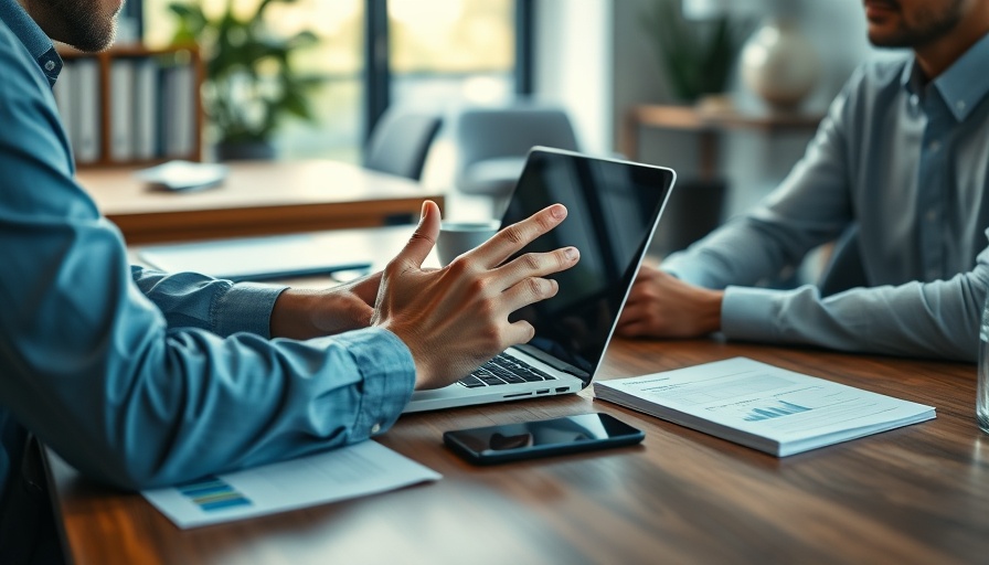 Business discussion over a laptop on listing agreements.