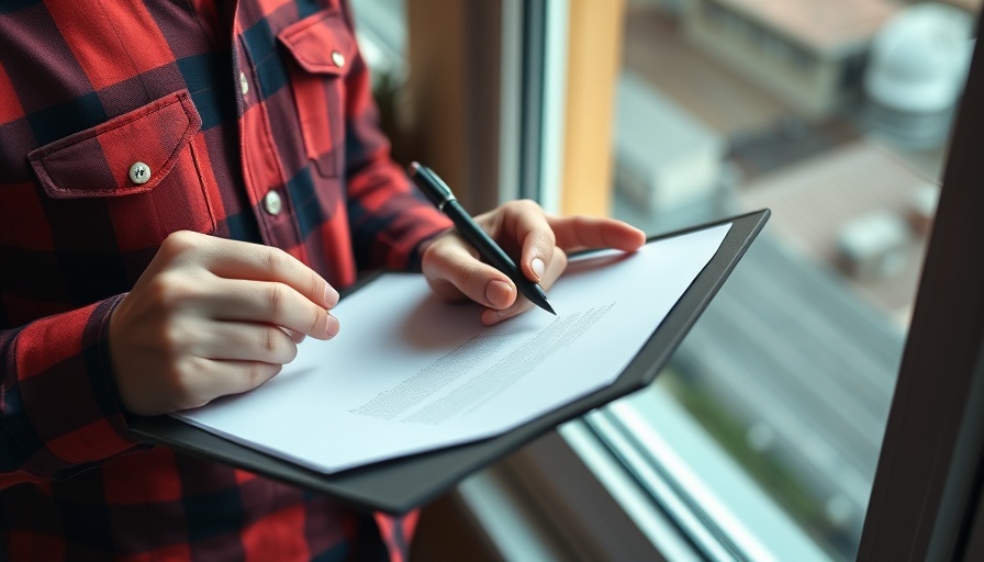 Person taking notes during home inspection process after selling.