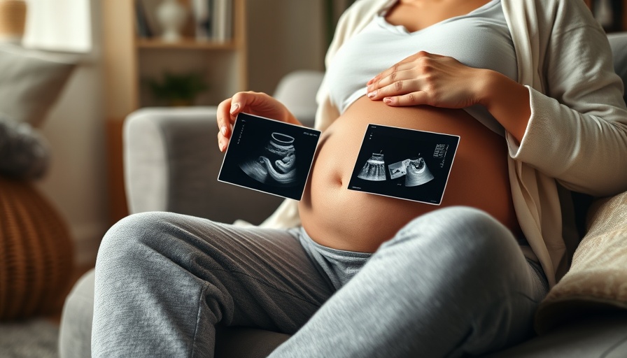 Pregnant woman with ultrasound images in surrogacy tragedy reporting.