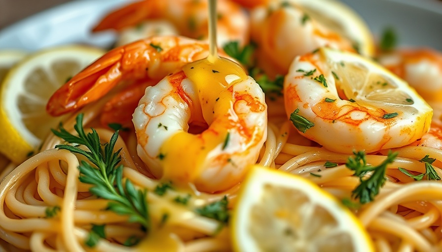 Tasty shrimp scampi recipe with pasta and lemon.