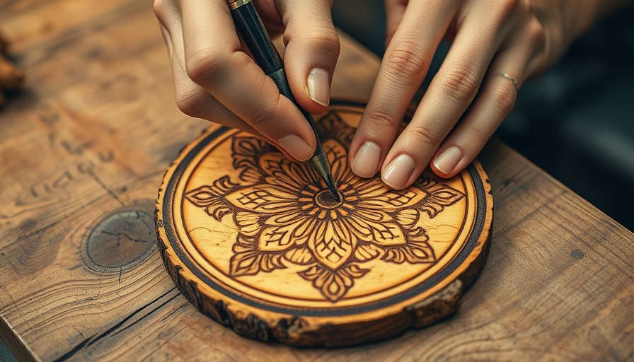Wood burned coasters with floral pyrography in progress.