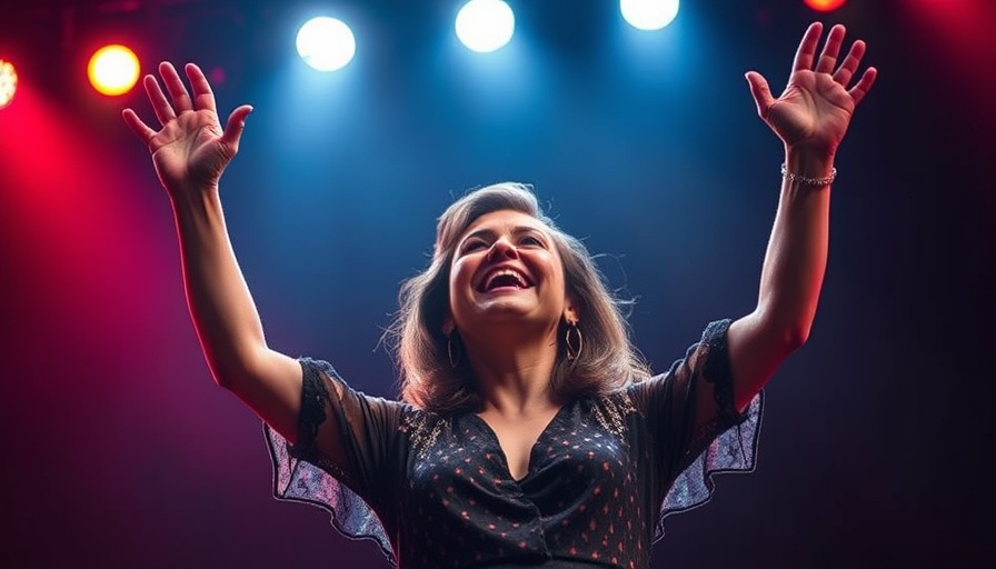 Renowned performer's triumphant moment on stage.
