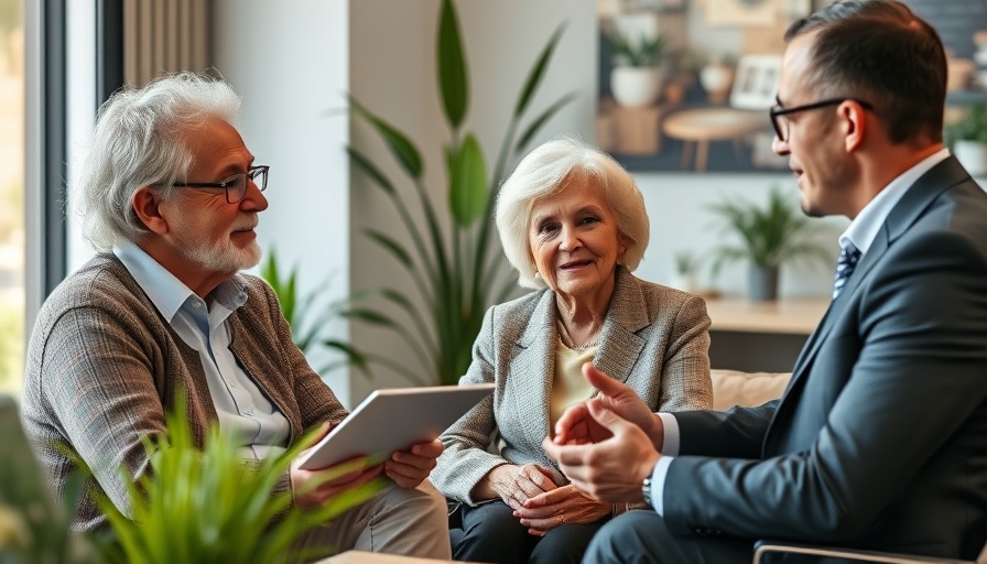 Elderly couple consulting with businessman about buying a house contingent on selling.