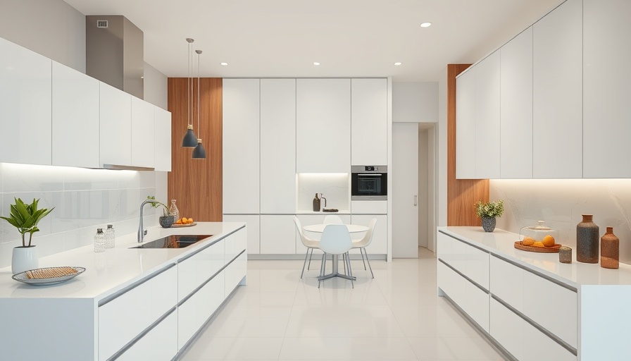 Contemporary kitchen with modern design, highlighting sleek features in a townhouse or single-family home setting.
