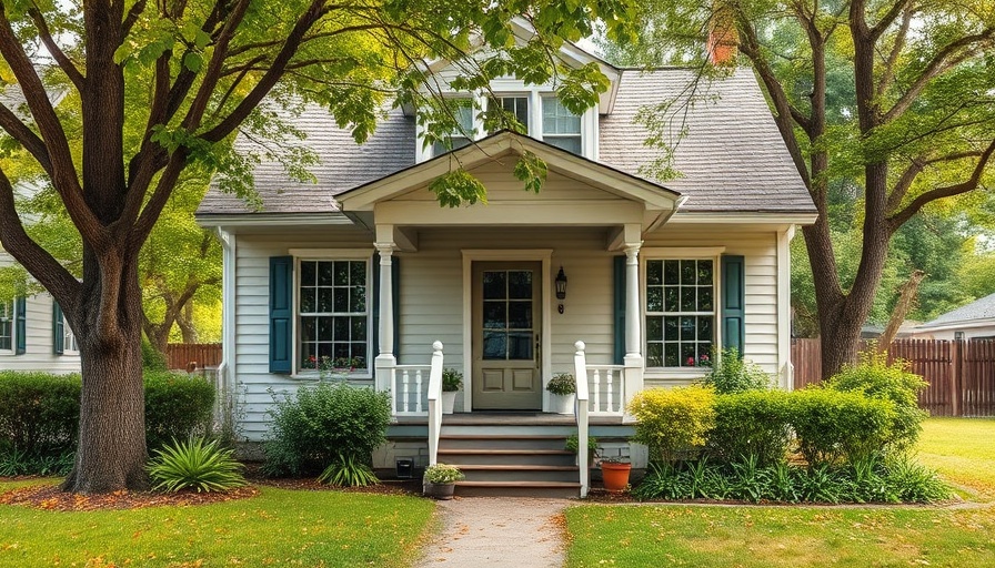 Vintage-style house with porch and garden, FHA loan context.
