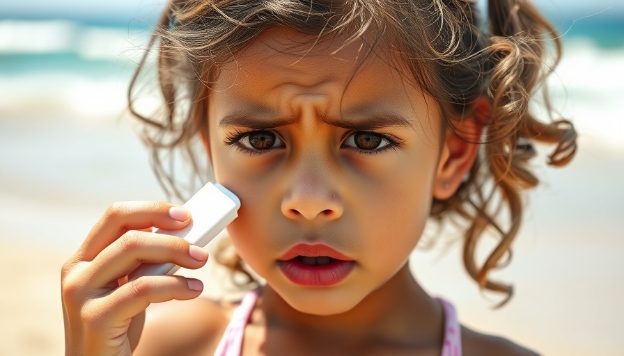 Sunscreen Safety Australia: Young girl getting sunscreen at the beach.
