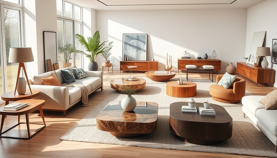 Modern coffee table designs in stylish living rooms showcasing 2025 trends.