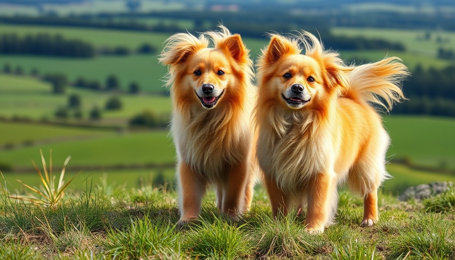 Fluffy dogs enjoying windy day outdoors, Family Weekend Activities.