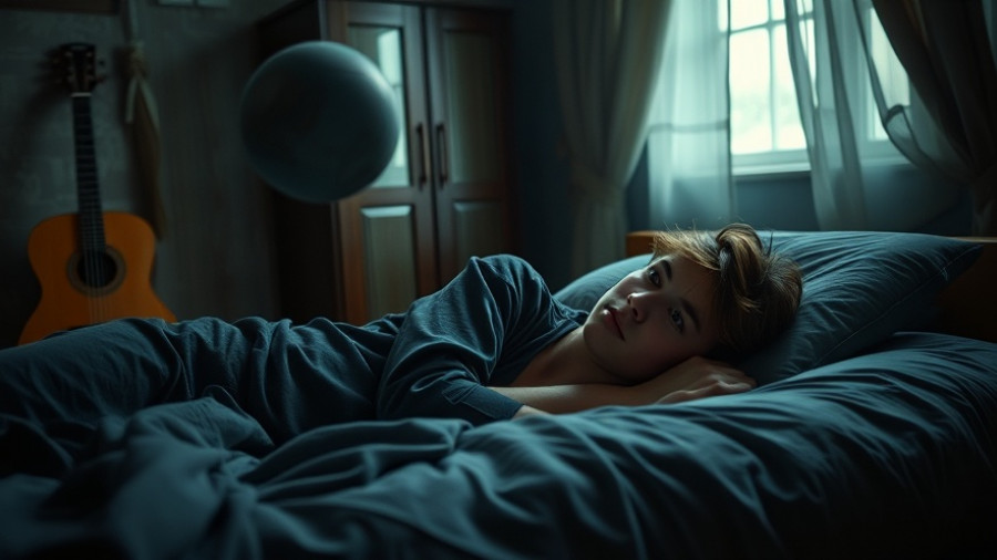 Teenager practicing emotional regulation, lying in bed, tossing a ball