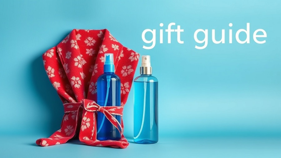 Minimalist sleep gifts with blue bottle and patterned robe.