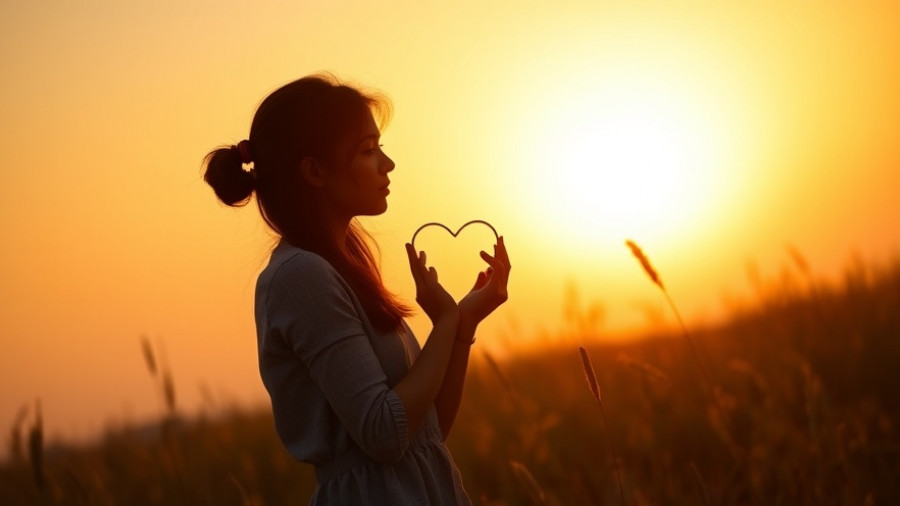 Silhouette of a woman with a heart object at sunset, songs about unrequited love.