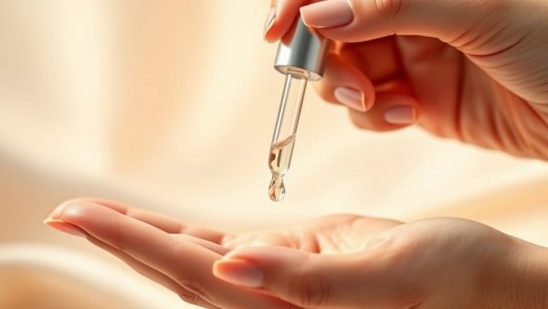 Dropper applying serum for pharmaceutical-grade skin care.
