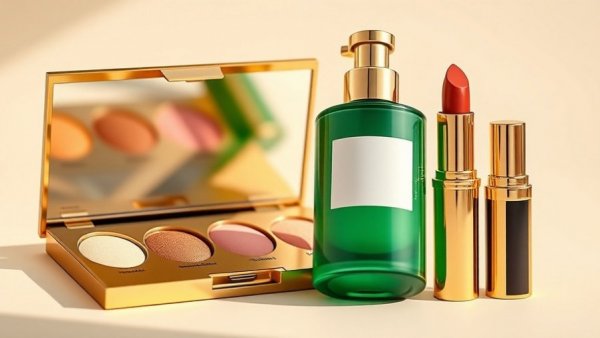 Luxury beauty gifts: palette, lotion, lipstick, perfect for women over 40.